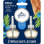 Glade PlugIns Juniper and Teak Refills front packaging view.
