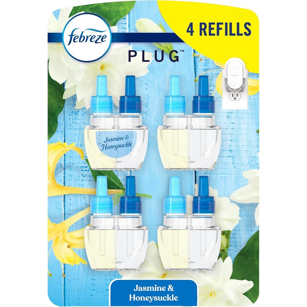 Febreze Plug In Air Freshener Jasmine and Honeysuckle 4 pack front view