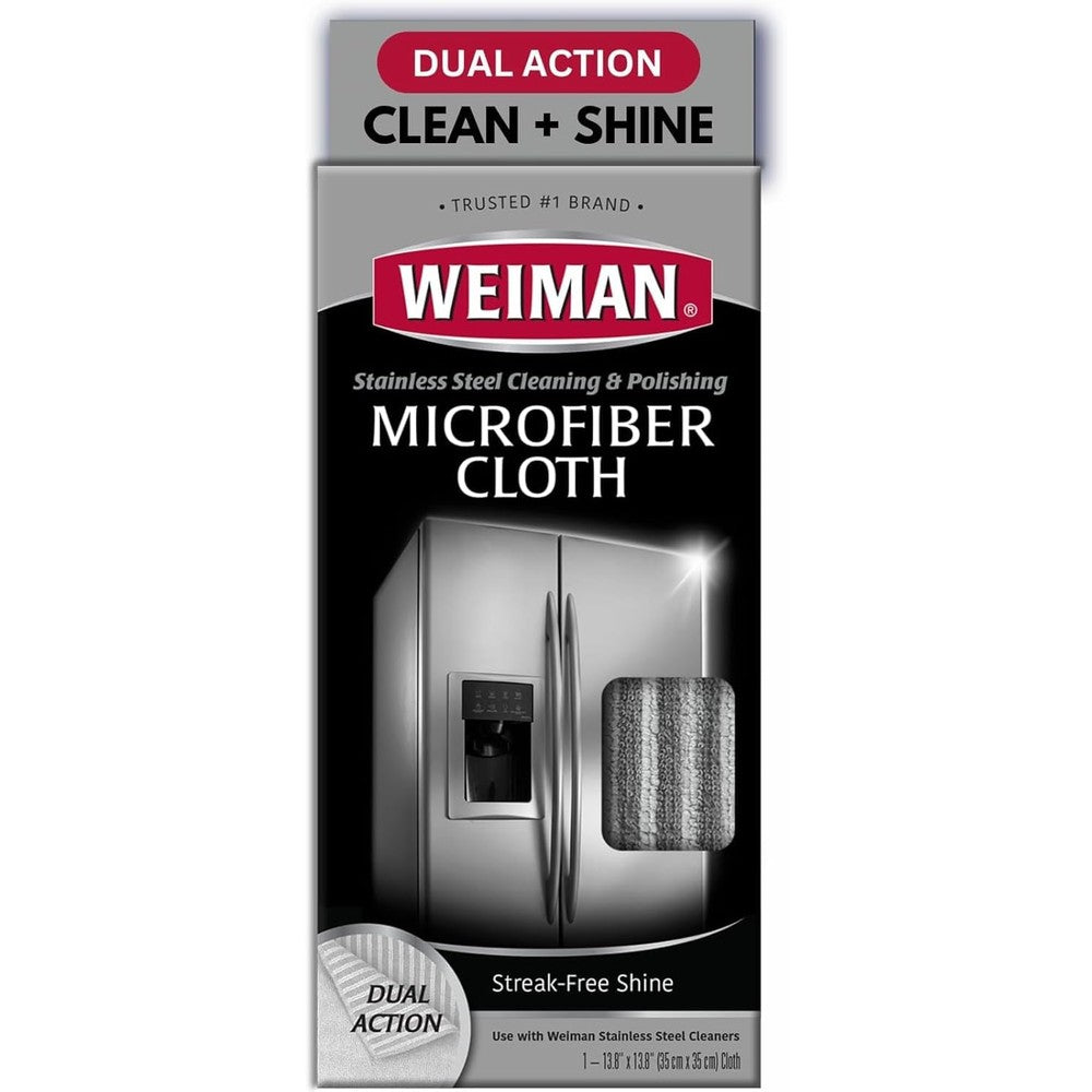 Weiman Microfiber Cloth for Stainless Steel front view for appliance cleaning