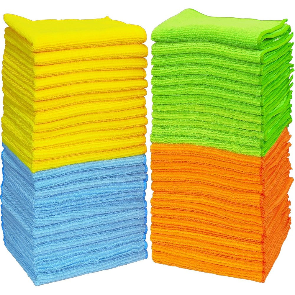 Simple Houseware microfiber cleaning cloth 50 pack front view showcasing assorted colors stacked together