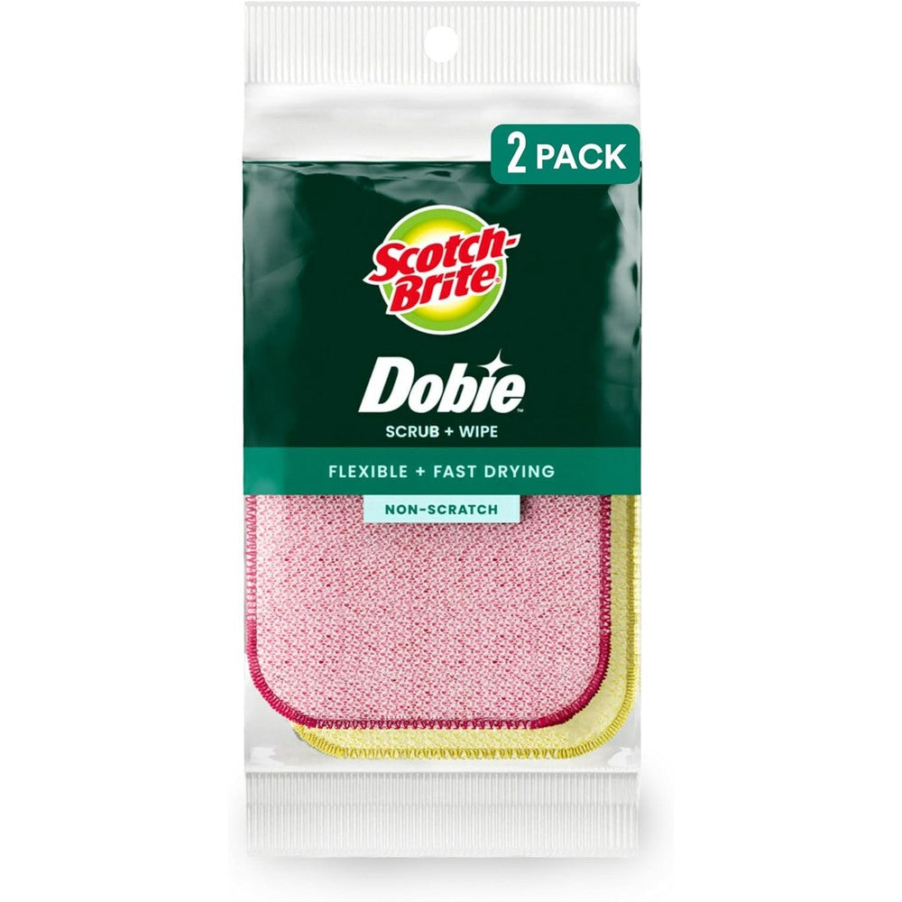 Scotch-Brite Dobie Scrub And Wipe Cloths two pack front view non scratch kitchen scrubber cloth