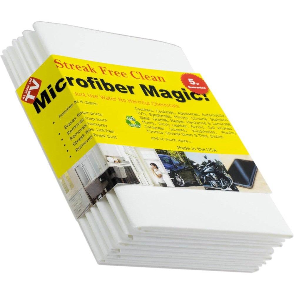 Aerai Group Microfiber Magic Streak Free Cleaning Cloth 6 Pack showing white cleaning cloths.