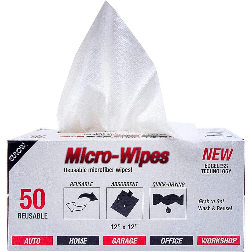 Eurow 200GSM Microfiber Cleaning Cloths front view in dispenser box