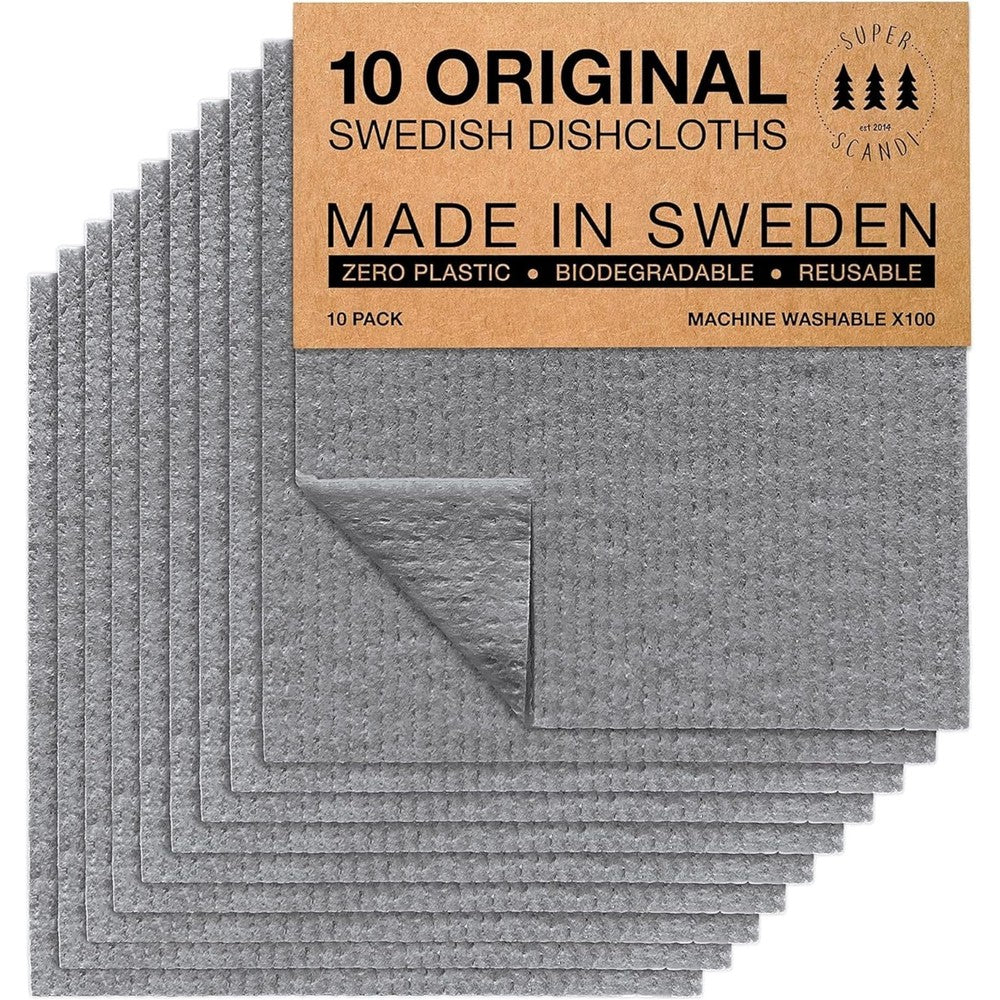 SUPERSCANDI Swedish Dishcloths 10 pack front view eco-friendly kitchen cleaning