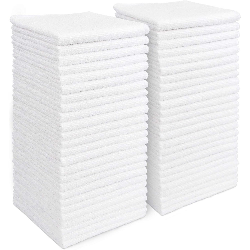 AIDEA microfiber cleaning cloths white fifty pack front view premium imported rags