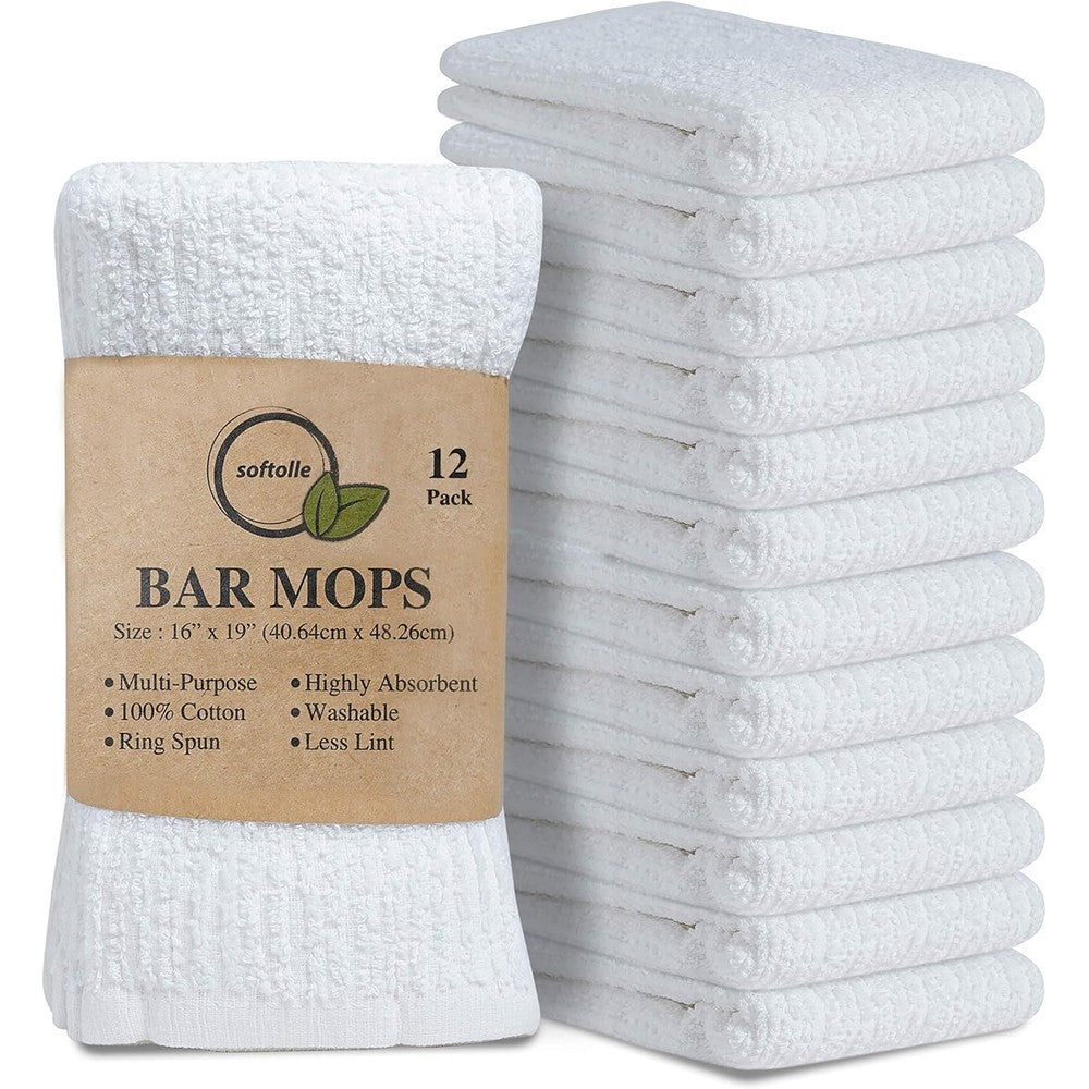 Softolle 100 percent cotton bar mop kitchen towels front view stack