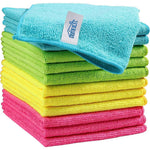 HOMEXCEL microfiber cleaning cloth twelve pack front view showing assorted colors