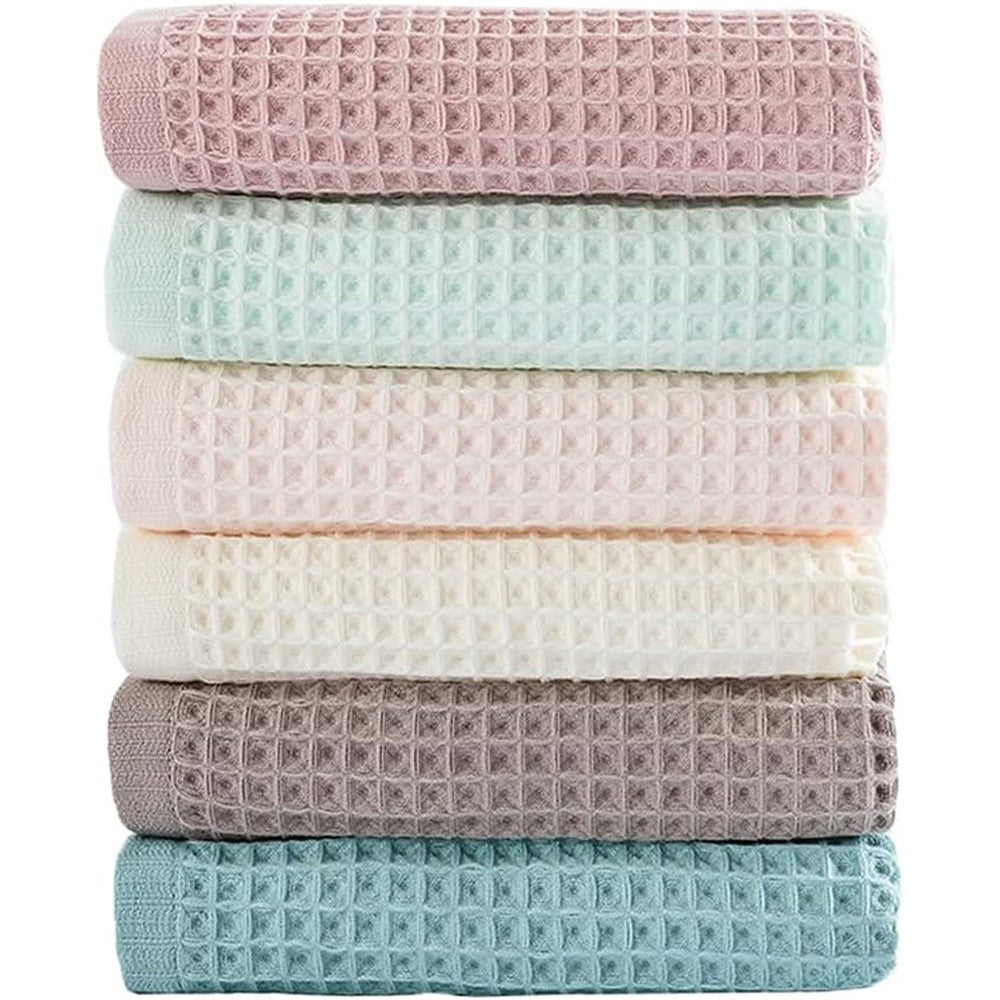 Vfaejll waffle weave cotton kitchen dish cloths front view showing the 6 pack mixed colors.