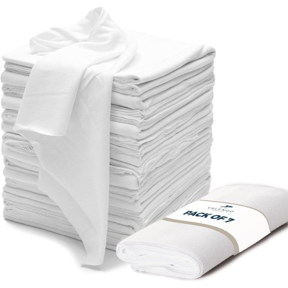 Valengo Fabrics lint free cotton cleaning rags front view showcasing the soft white premium texture.