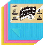 HOMEXCEL Swedish Dishcloths 10 pack front view of multicolor eco friendly kitchen sponge cloths.
