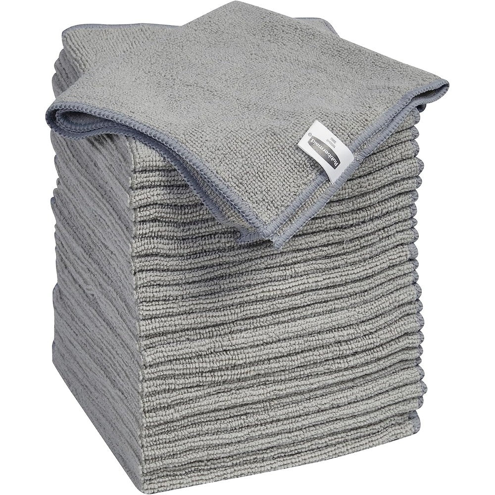 Rubbermaid microfiber cloth towels 24 pack front view showcasing gray cleaning cloths.