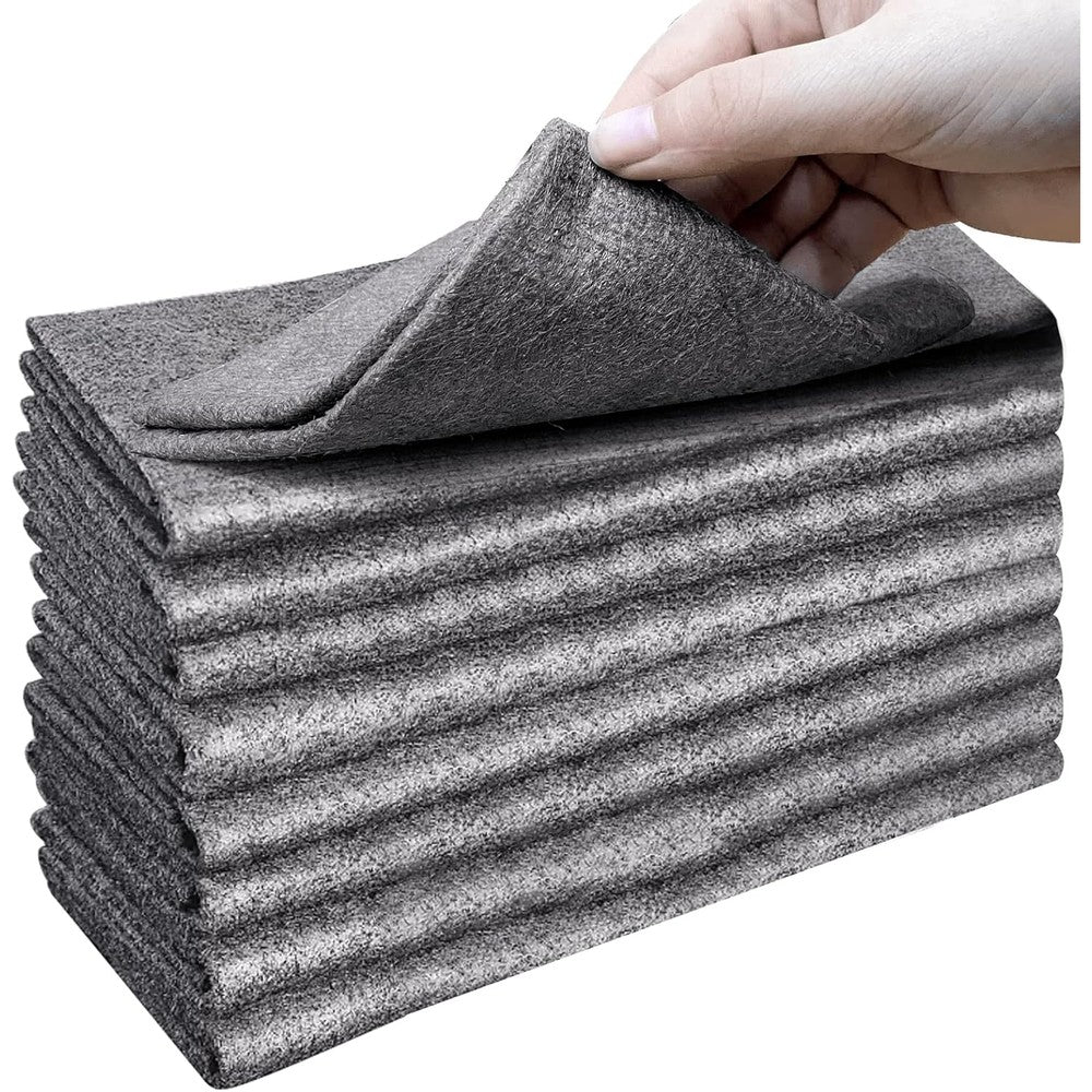 XANGNIER Thickened Magic Cleaning Cloth front view of eight pack grey microfiber rags