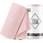 Fantasticlean microfiber cleaning cloth roll 40 pack front view showing pink perforated sheets.