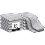 YEIPIS non scratch wire dishcloth ten pack front view displaying silver mesh texture
