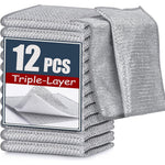 Navona Triple Layer Steel Wire Dishcloth twelve pack front view showing premium kitchen cleaning cloths packaging.