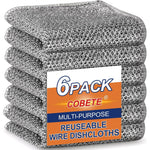 COBETE non scratch wire dishcloth pack of six front view kitchen cleaning rags