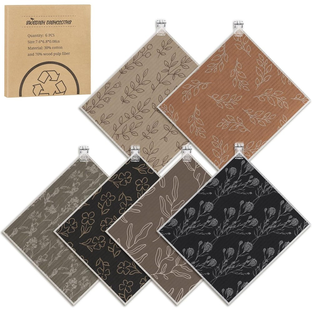 Needbrock Swedish dishcloths 6 pack premium kitchen cleaning cloths front view packaged set