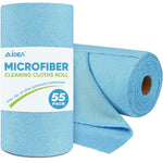AIDEA Microfiber Cleaning Cloth Roll front view showcasing blue shop towels on a standard roll.