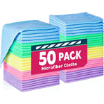 TEAWOO Microfiber Cleaning Cloths Fifty Pack front view showing assorted colors stacked together.