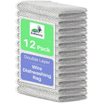 Eakenzy Non Scratch Wire Dish Cloth twelve pack front view showing the grey double layer mesh structure.