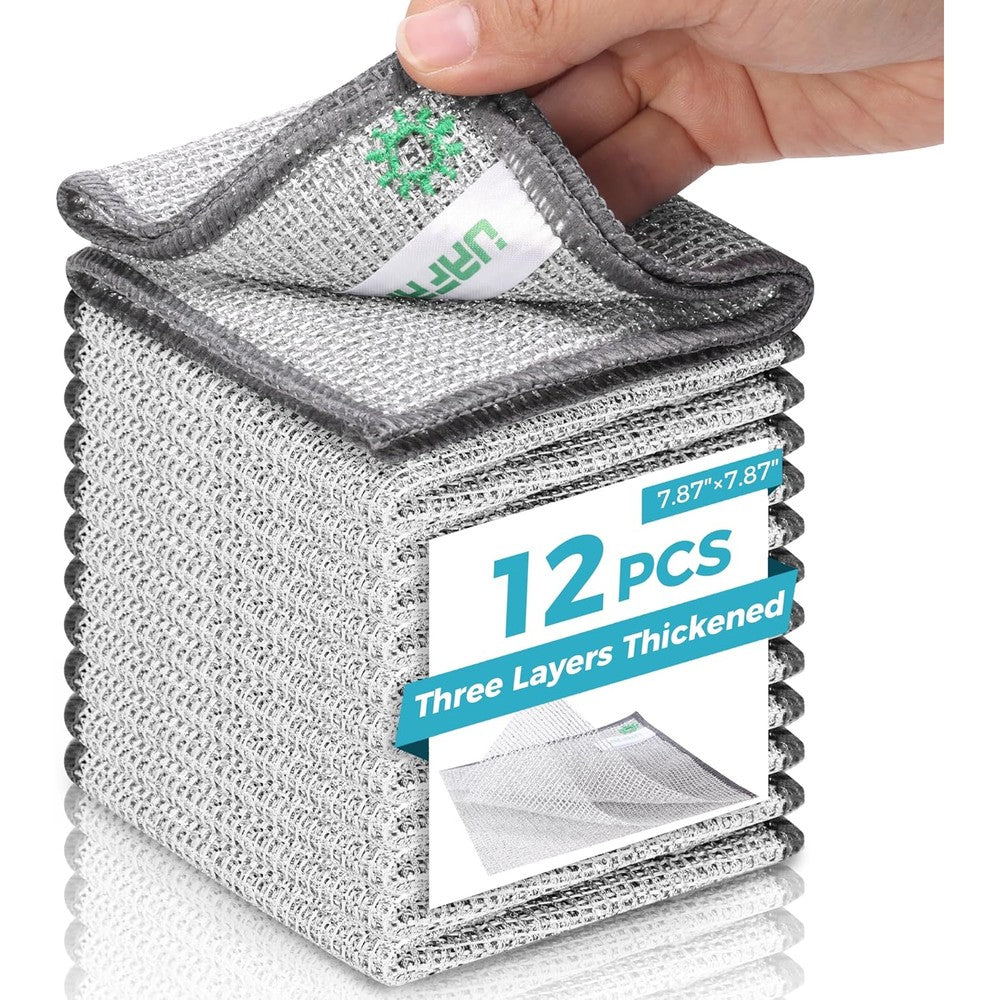 UAFAP non scratch wire dishcloth twelve pack front view showing the triple layer mesh material.