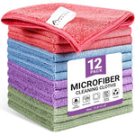 Sifangke microfiber cleaning cloth 12 pack front view showcasing assorted vibrant colors