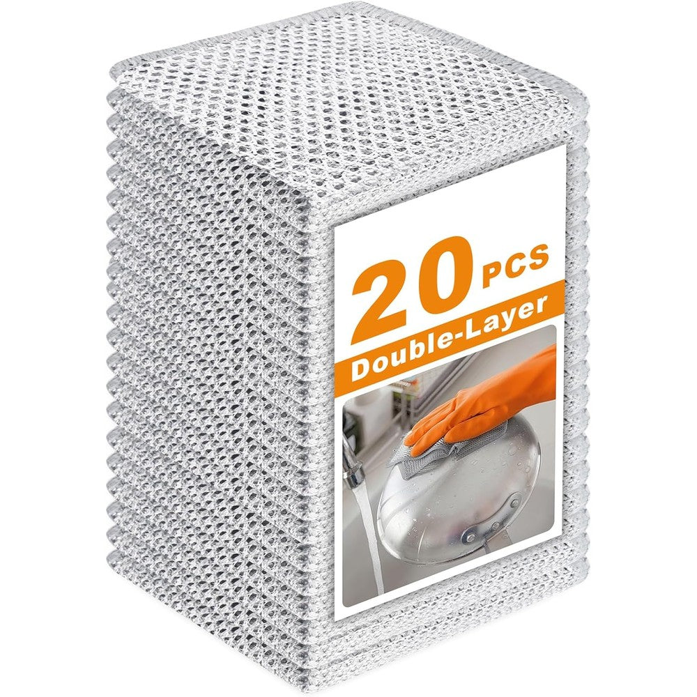 INFICRIME triple layer metal wire dish cloth pack front view displaying silver mesh texture.