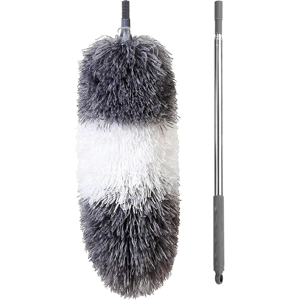 BOOMJOY Microfiber Feather Duster front view with extended telescoping pole.