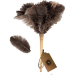 Ddzmz ostrich feather duster front view with wooden handle.