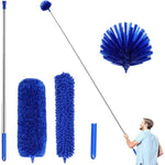 ZZ LAZYCOTTAGE Microfiber Duster front view with blue cleaning heads.