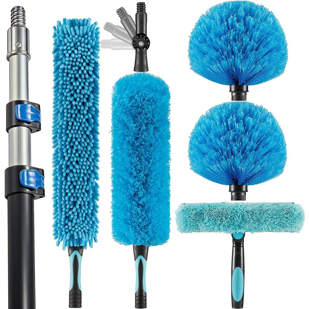 Hicavar 20 Foot High Ceiling Fan Duster front view with all attachments.
