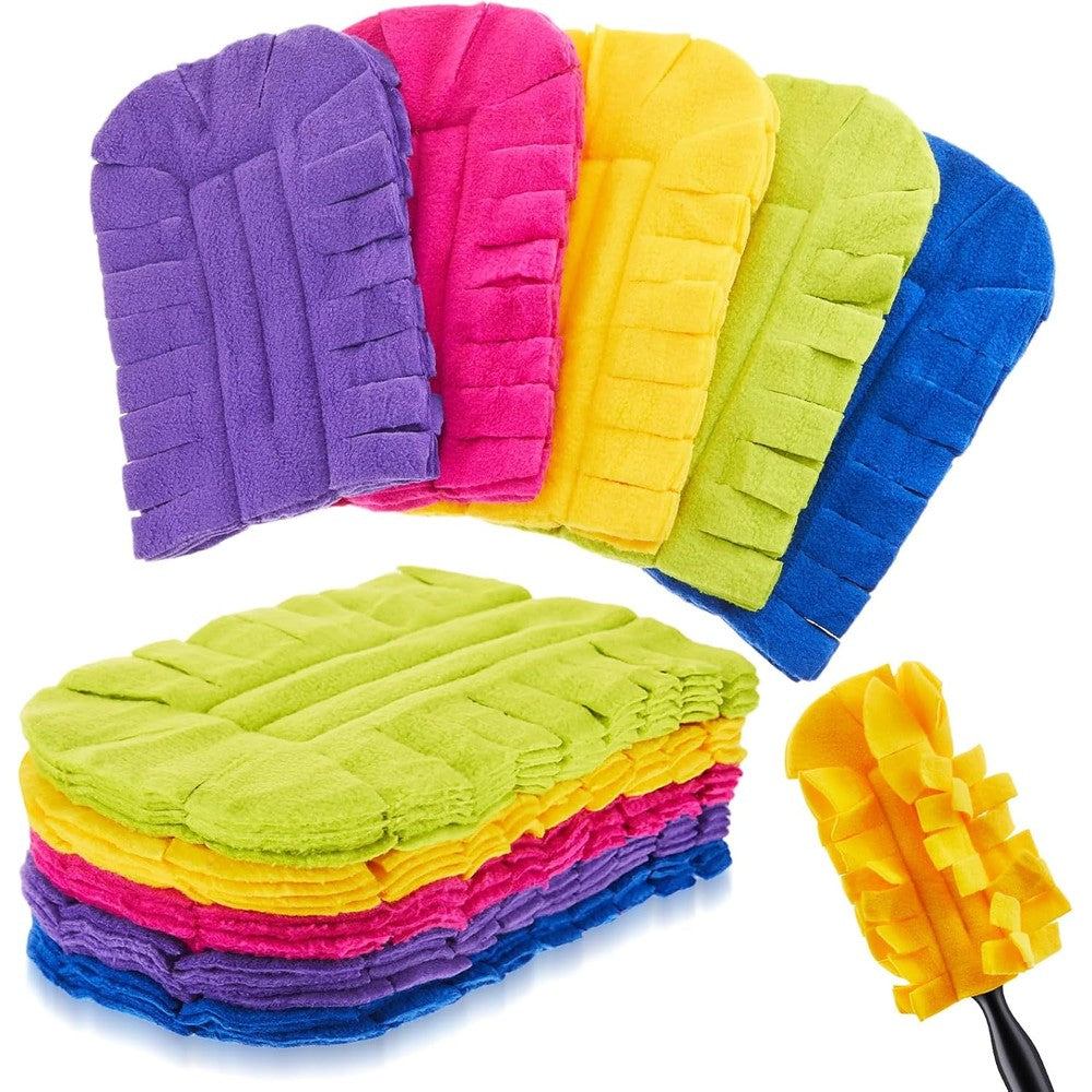 Zubebe 12 Piece Reusable Fleece Duster Refills front view of dark colored cleaning pads.