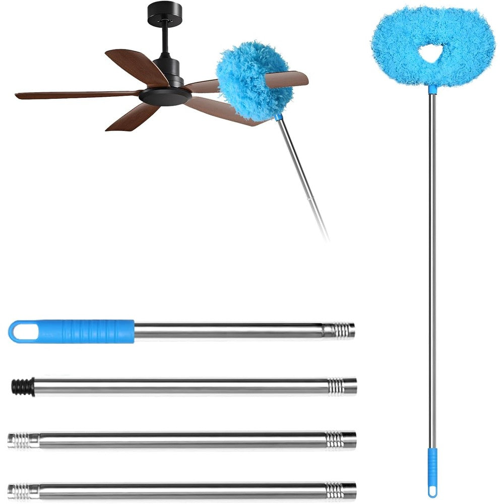 Storystore Ceiling Fan Cleaner Duster front view with blue microfiber head.