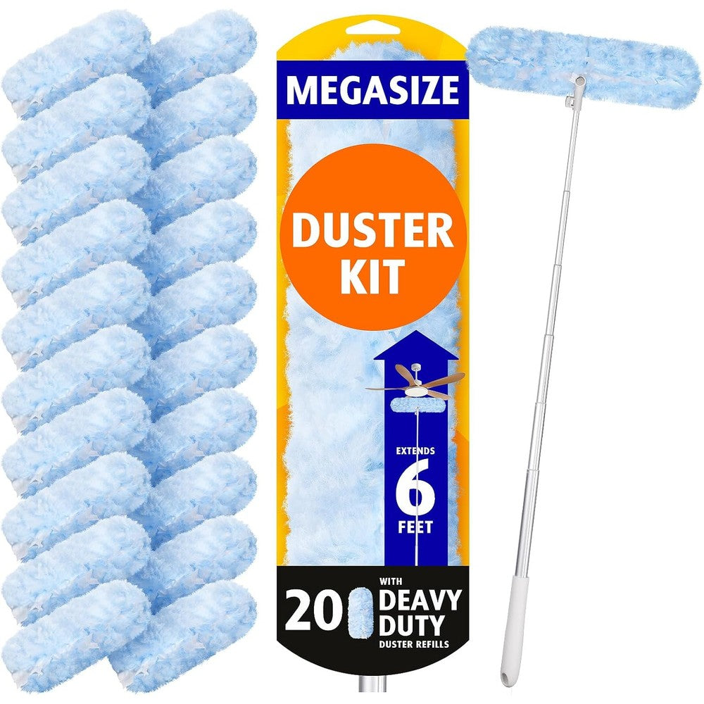 AIR U+ 6 foot extendable duster handle front view for ceiling cleaning.