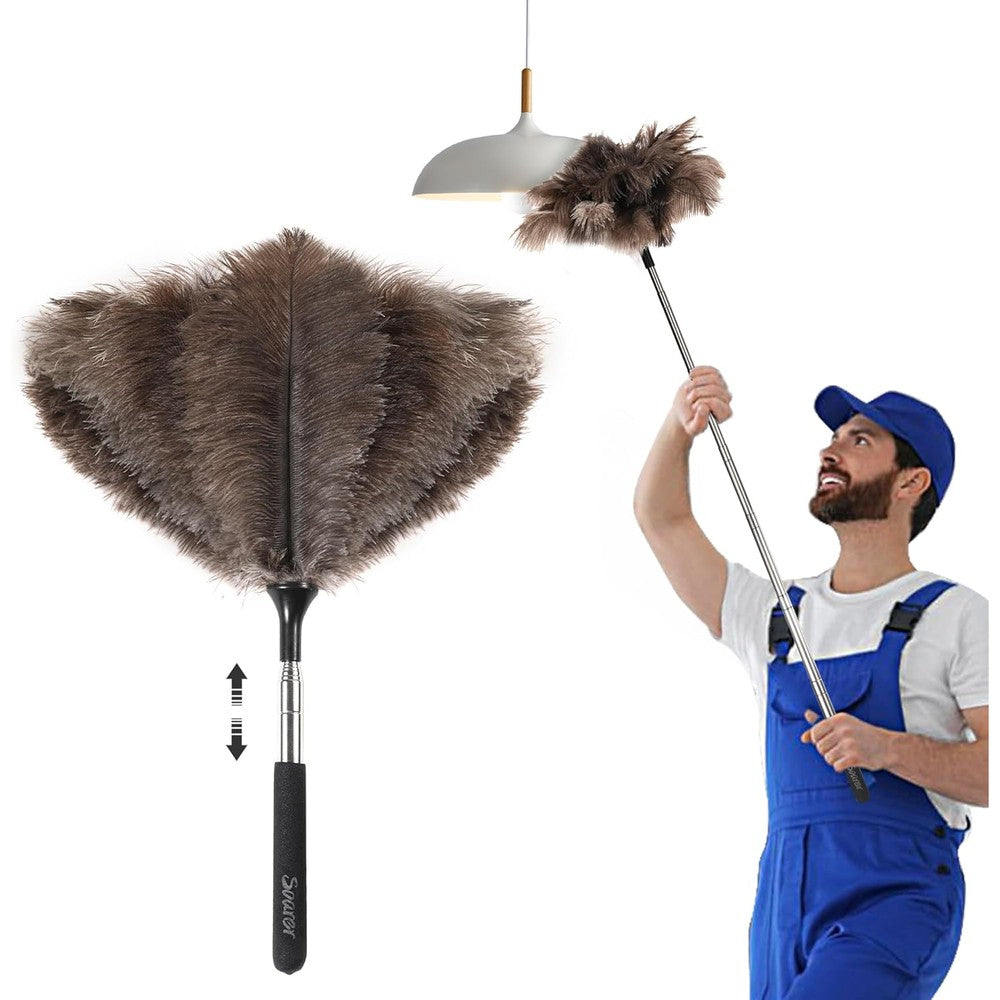 Soarer Extendable Ostrich Feather Duster front view for home cleaning.