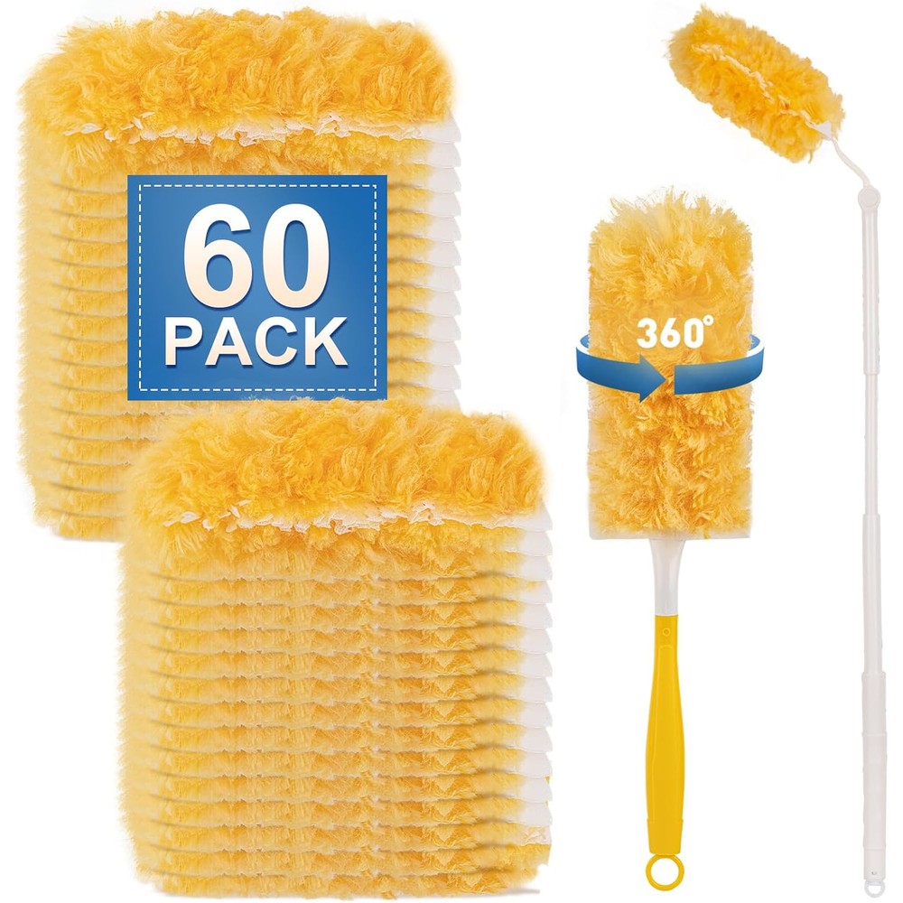 YHOVID Heavy Duty Duster Refills front view of 60 pack cleaning kit.