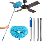 DRQ ceiling fan cleaner duster front view showing blue microfiber head.