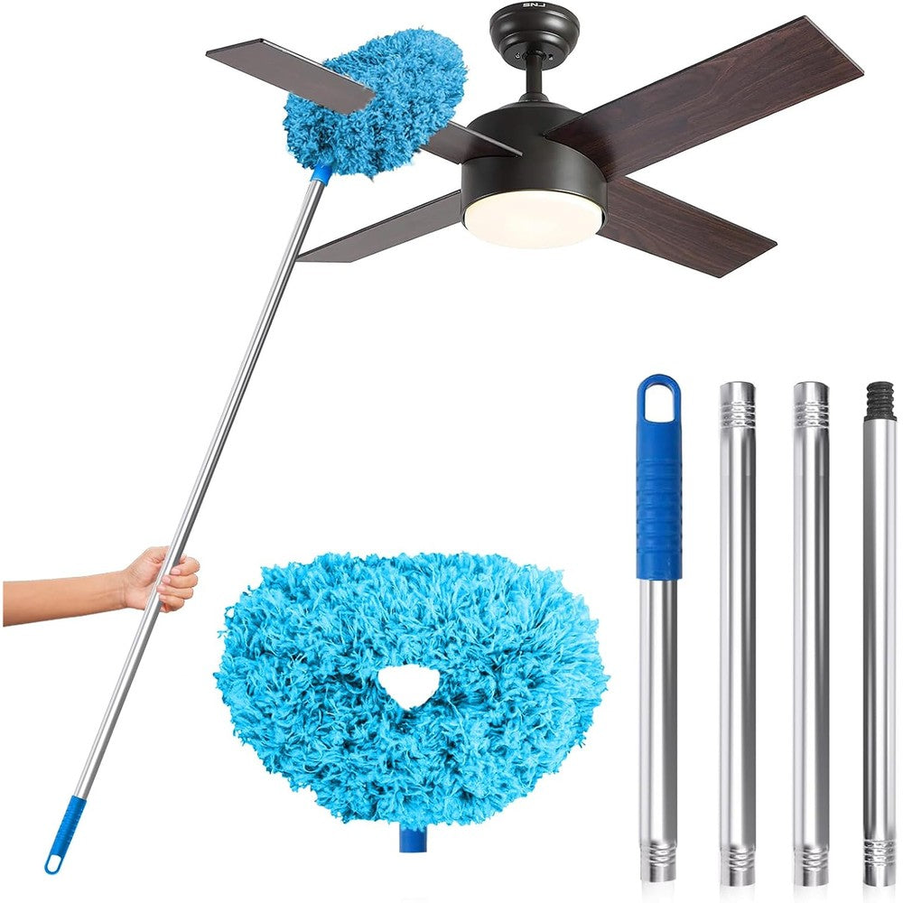DRQ ceiling fan cleaner duster front view showing blue microfiber head.