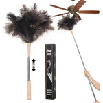 Cede Noo Extendable Ostrich Feather Duster front view for ceiling cleaning.
