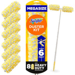 Swiffer Duster Heavy Duty Starter Kit front view showing 6 foot handle and refills.