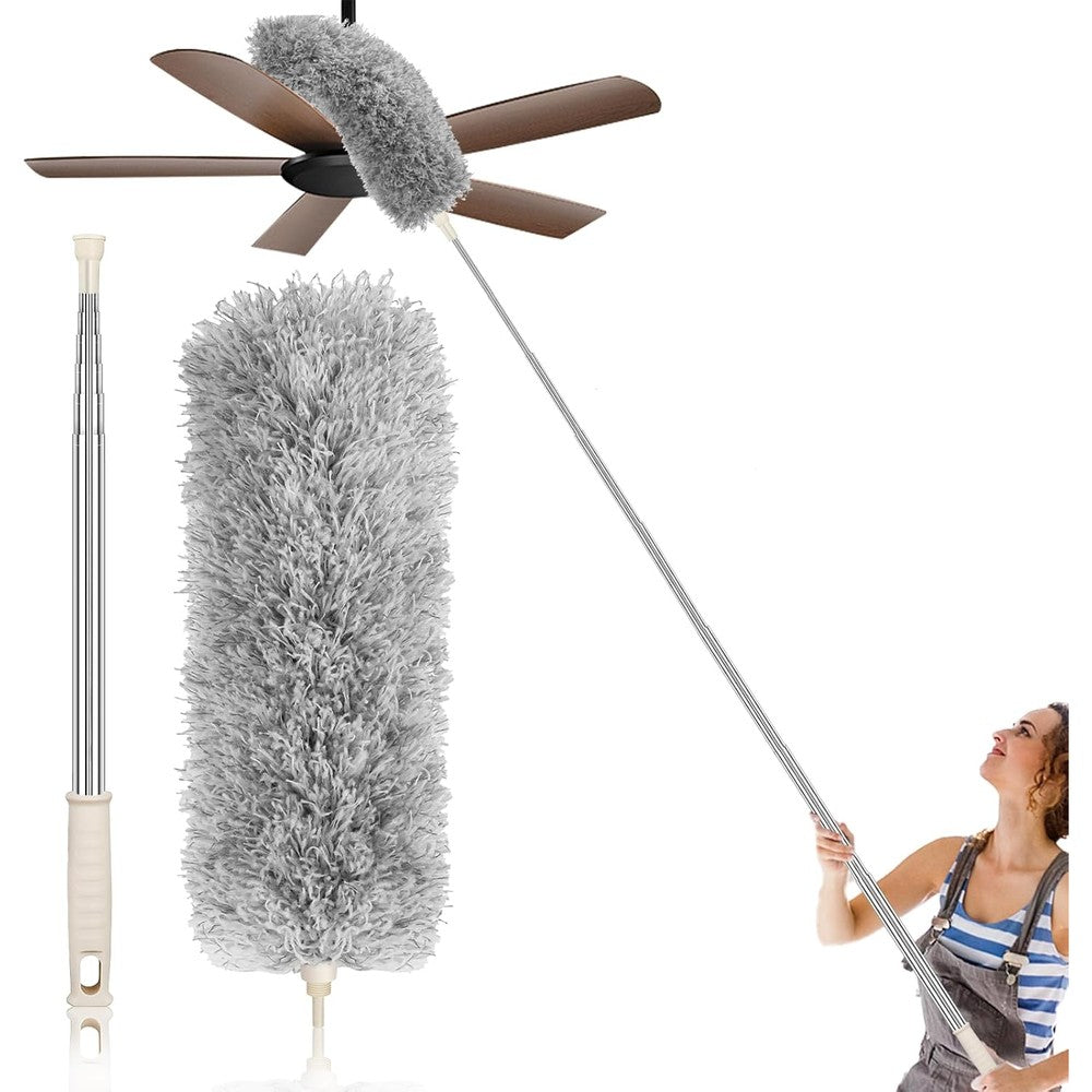 Azun Dusters for Cleaning, Ceiling Fan Cleaner Duster with Extension Pole 30"– 96", Reusable Microfiber Duster for High Ceilings, Walls, Blinds, Cobwebs, Furniture, Indoor & Outdoor Use