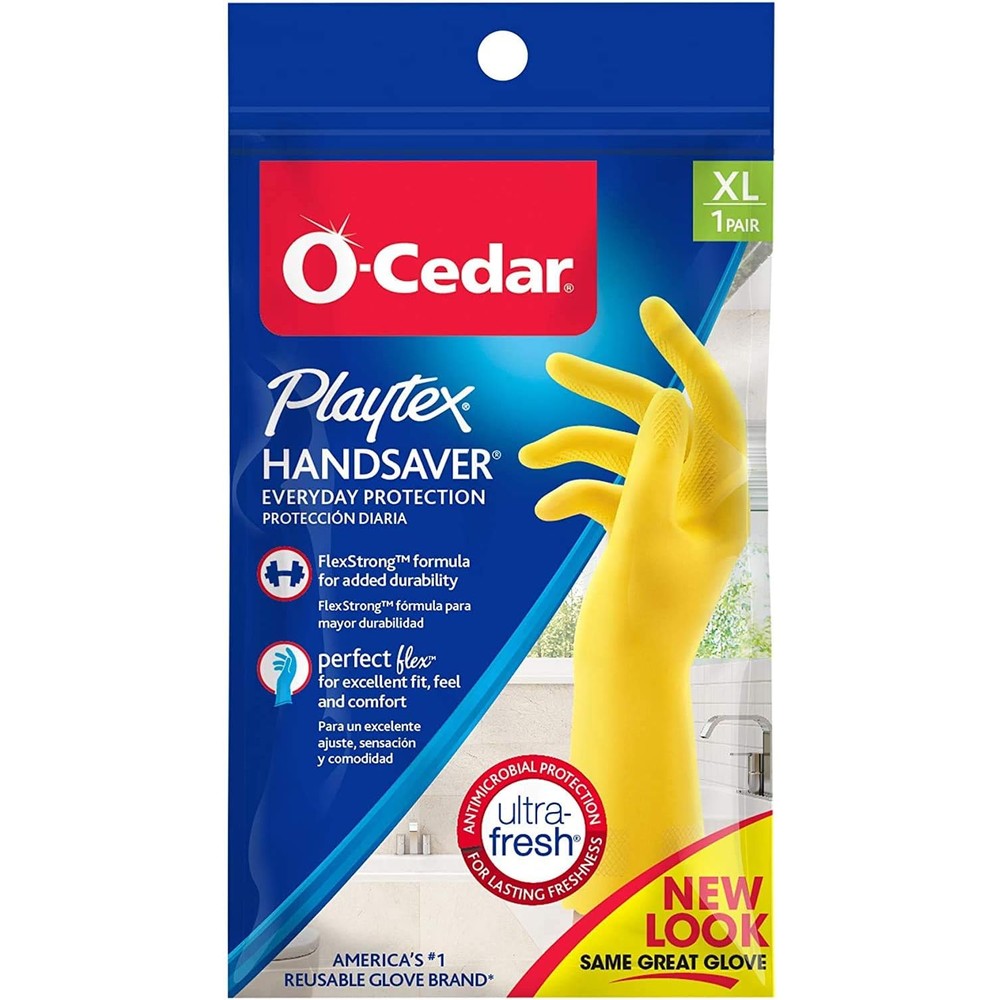 Playtex HandSaver Gloves extra large yellow front view heavy duty protection