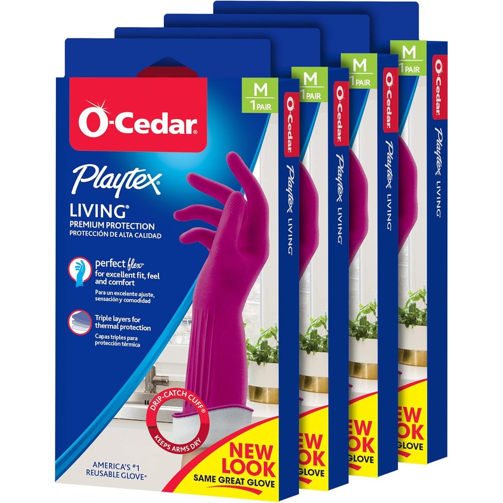 Playtex Living Reusable Rubber Cleaning Gloves front view for household protection.