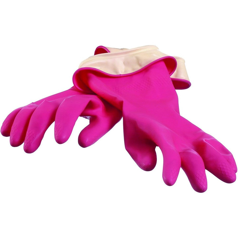 Casabella Premium Waterblock Reusable Household Cleaning Gloves medium pink front view