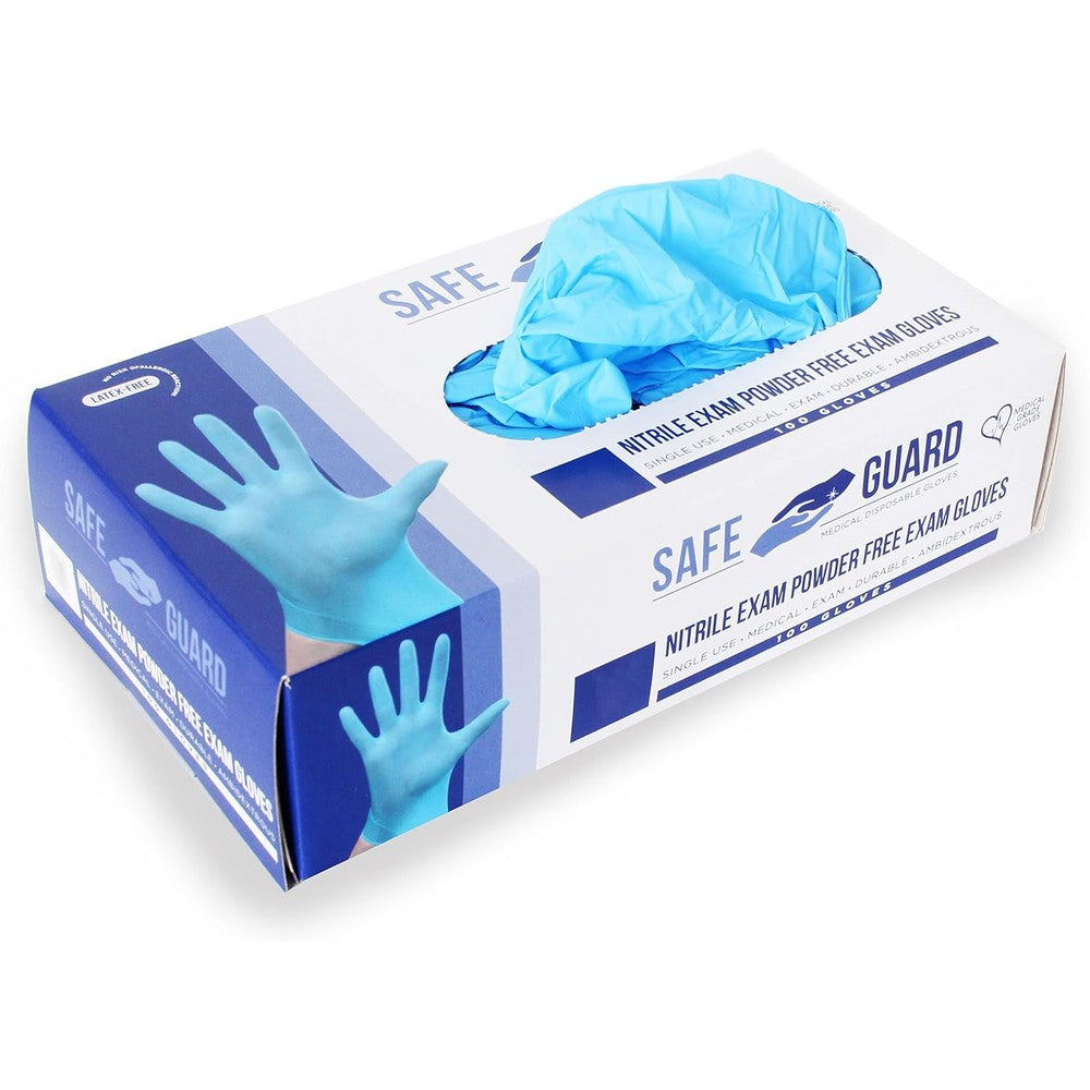 Safeguard Nitrile Disposable Gloves front view box of 100 count for food safety