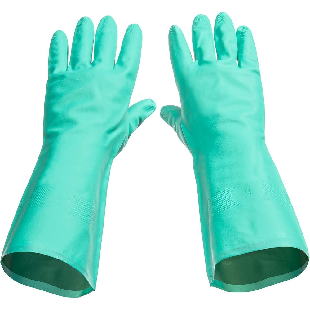 Tusko Products Nitrile Rubber Cleaning Gloves front view heavy duty green nitrile.
