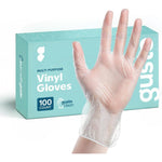 GUSTO Disposable Vinyl Gloves 100 count box front view for food safety