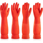 ThxToms Rubber Dishwashing Cleaning Gloves front view showing orange latex finish.