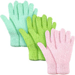 Patelai Microfiber Plant Dusting Gloves front view of green yellow pair.