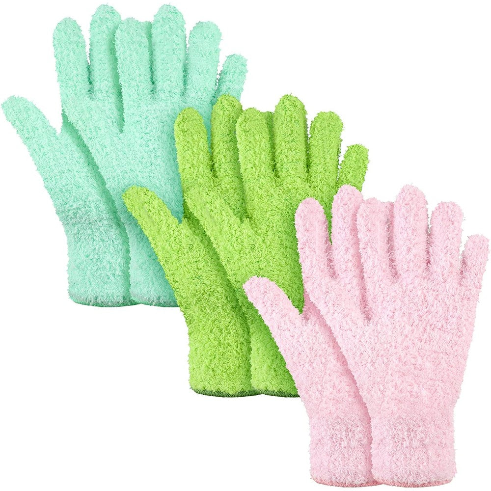 Patelai Microfiber Plant Dusting Gloves front view of green yellow pair.